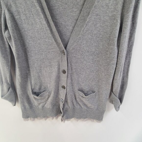 Gap Women's Cardigan Sweater Button Up V Neck Pockets Gray Size M Classic Prep - Picture 2 of 6